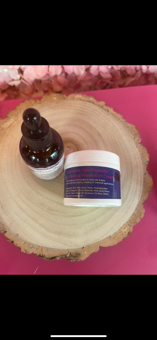 Edge Restored Prevention Cream and Prestige Growth Oil. Helps to bring back weak and thin edges.